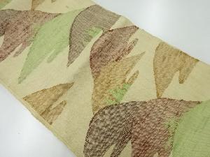 アンティーク　手織り紬山並模様織出し袋帯